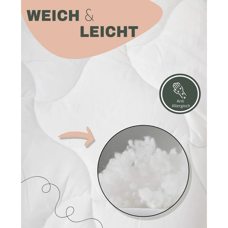 livessa Kunstfaserbettdecke Mikrofaser Bettdecke Steppdecke Ganzjahresdecke 300g/m² Atmungsaktiv, Füllung: Hohlfaser, Bezug: Mikrofaser, Atmungsaktiv, feuchtigkeitsregulierend, leicht und formstabil – Bild 4