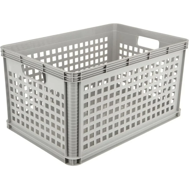 keeeper Transportkorb-Set 3-teilig, Stapelbar, Polypropylen, 3x64 l, Robert, Hellgrau – Bild 1