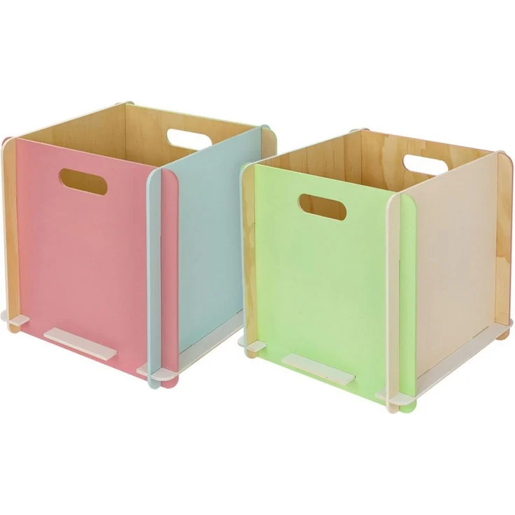 HMF Aufbewahrungsbox Praktische Spielzeugkiste aus Holz zum Zusammenstecken (2 St), Holzkiste passend für Kallax, 32 x 32 x 32 cm, Mehrfarbig – Bild 1