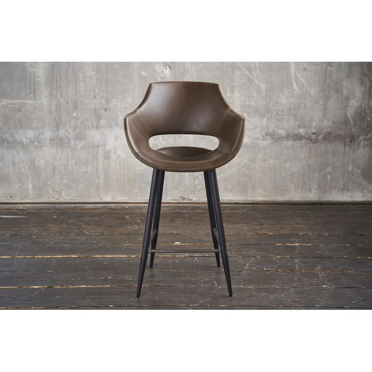 KAWOLA Thekenhocker ZAJA Barstuhl Sitzhöhe 65 cm Kunstleder dunkelbraun 103 x 59 x 57 cm – Bild 2