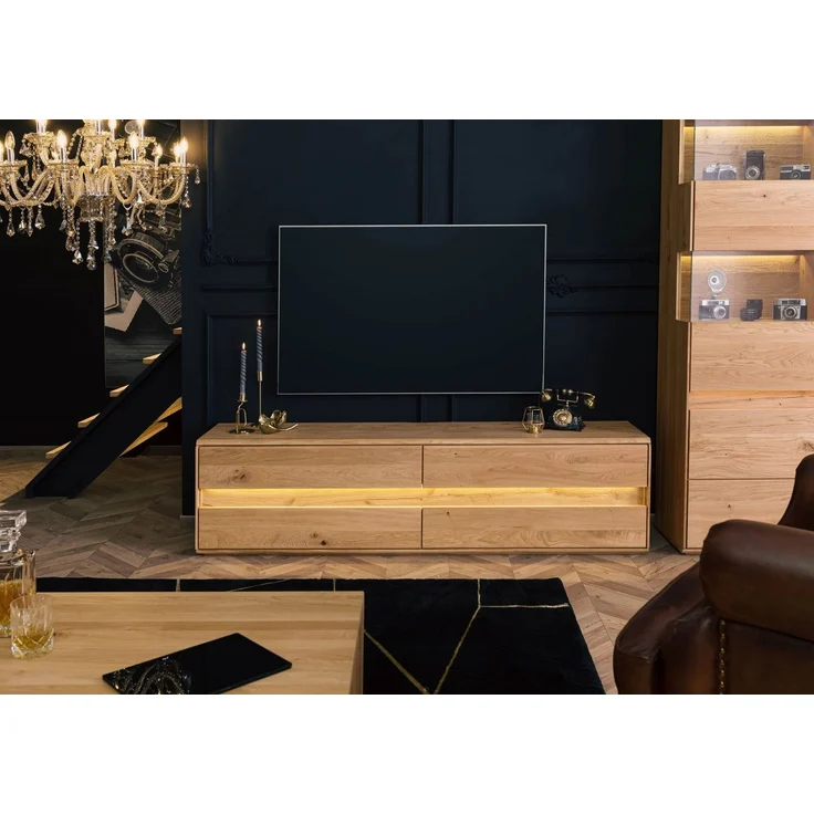 TV-Board Wildeiche inkl. LED 184x43,5x47,5 natur geölt CARDIFF #141 – Bild 9
