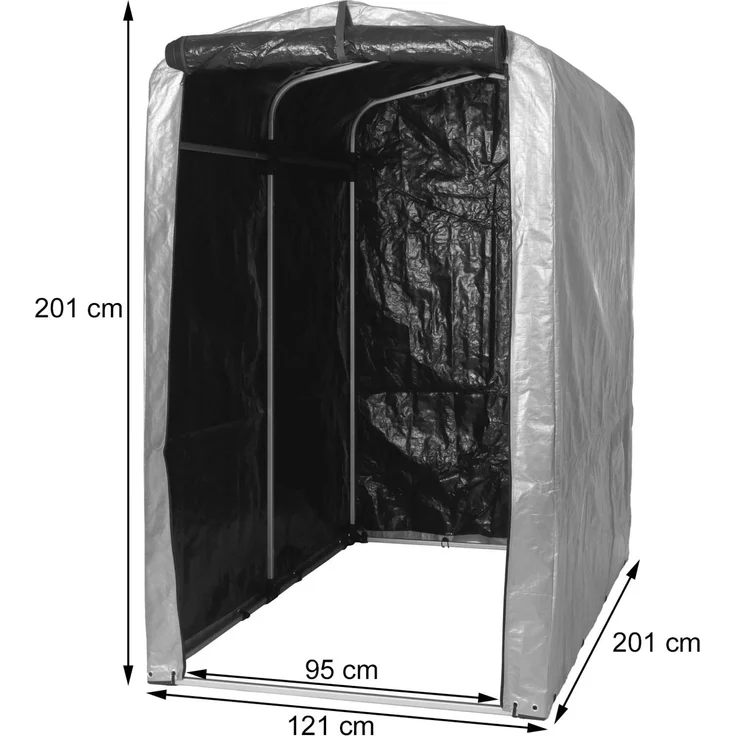 Fahrradgarage HWC-N61, Foliengarage Aufbewahrungsgarage Garagenzelt, Alu UV-Schutz wasserfest, 201x121x201cm ~ anthrazit – Bild 3