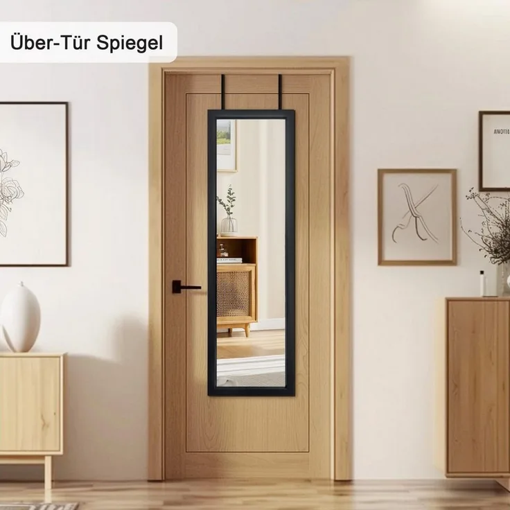 Youyijia Ganzkörperspiegel 110x33cm Ganzkörperspiegel mit 2 Haken & Höhenverstellung