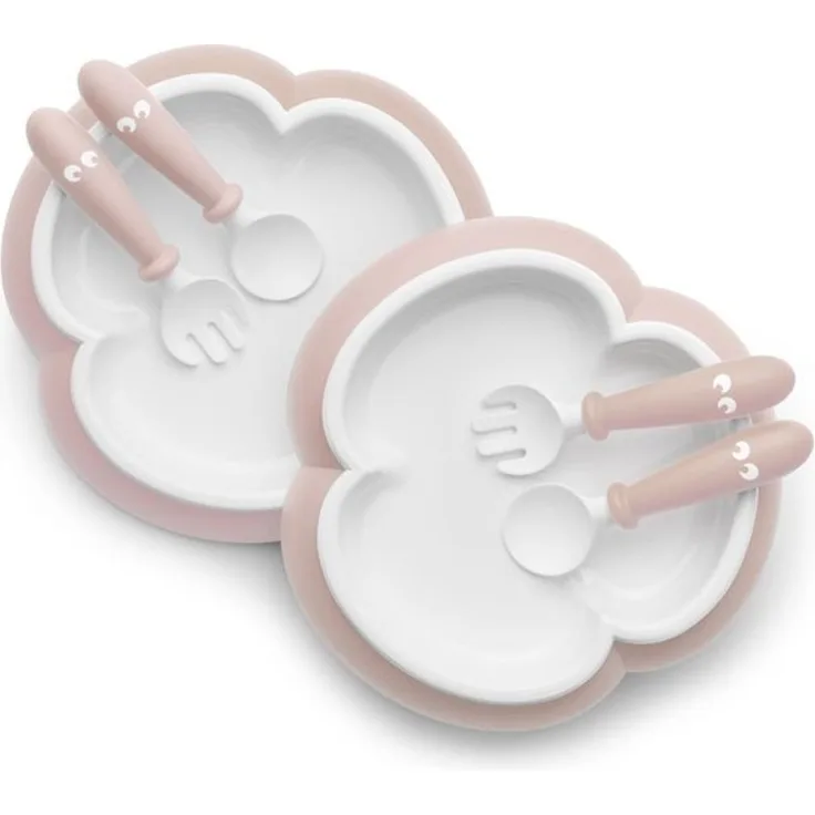 BABYBJÖRN Babyteller, Löffel und Gabel, 2er-Set Pastellrosa