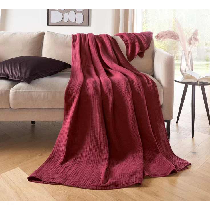 Wohndecke HEVIN, Musselin, 100% Baumwolle, Topseller!, LeGer Home by Lena Gercke, Tagesdecke im Baumwoll-Crinkle-Effekt, Musselin, leichte Kuscheldecke – Bild 2