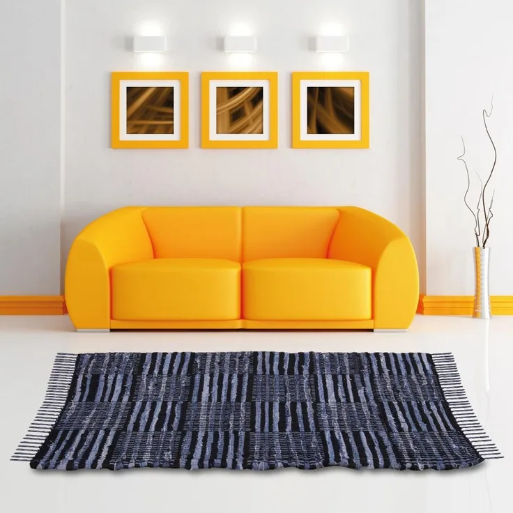 Teppich Läufer Matte Unterlage Vorleger Fußabtreter, breite Auswahl an modernen Fleckerl- und Baumwollteppichen (70x180cm / Jeans Check)