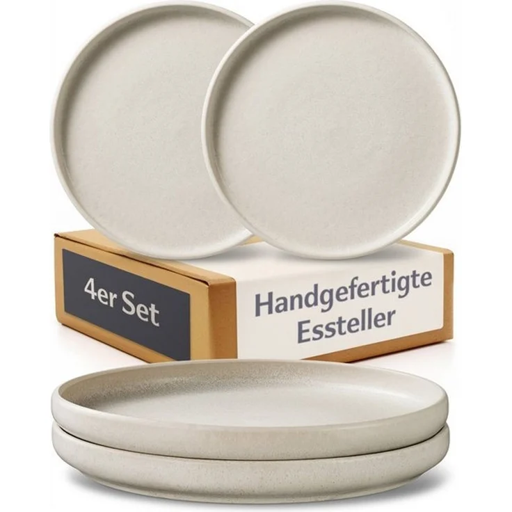Cosumy Speiseteller Speiseteller Set Ø26 cm, 4er Set, reaktive Glasur, (4 St), Handgefertigte reaktive Glasur, Spülmaschine & Mikrowelle – Bild 4