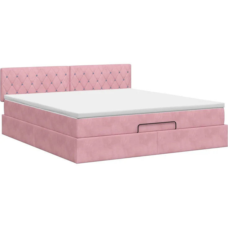 vidaXL Ottoman Bett mit Matratze mit Kopfteil Rosa 180x200 cm Samt 3456506 – Bild 8
