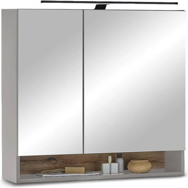 BASIC by Balculina Spiegelschrank Denver Spiegelschrank, Badezimmerschrank BxHxT 80x75x22 (1-St) Breite 80 cm, Tür L/R montierbar, Softclose