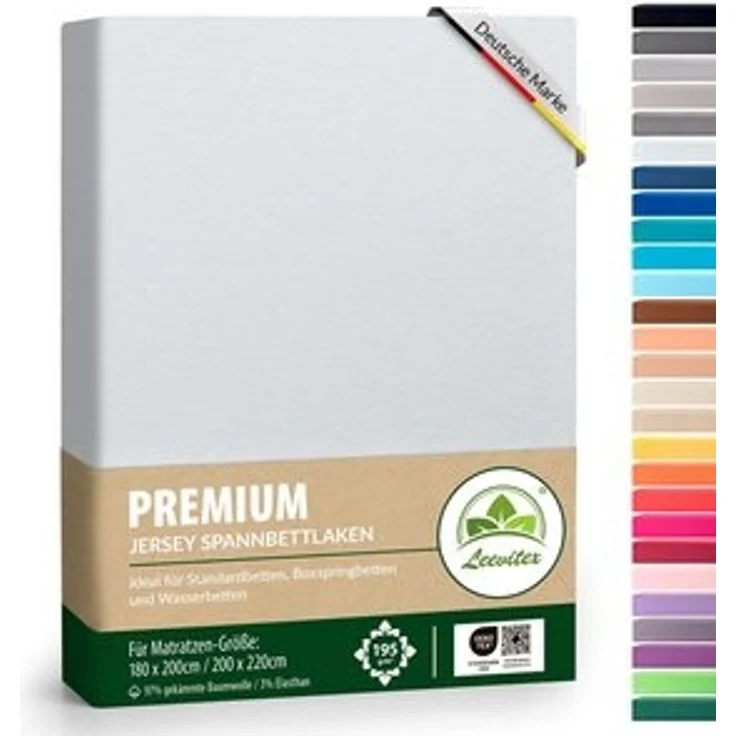 leevitex® Spannbettlaken Spannbettlaken Premium Elasthan, Gummizug: rundum, blickdicht, Anti-Pilling, 97% Baumwolle, 3% Elasthan, 40 cm Steg – Bild 6