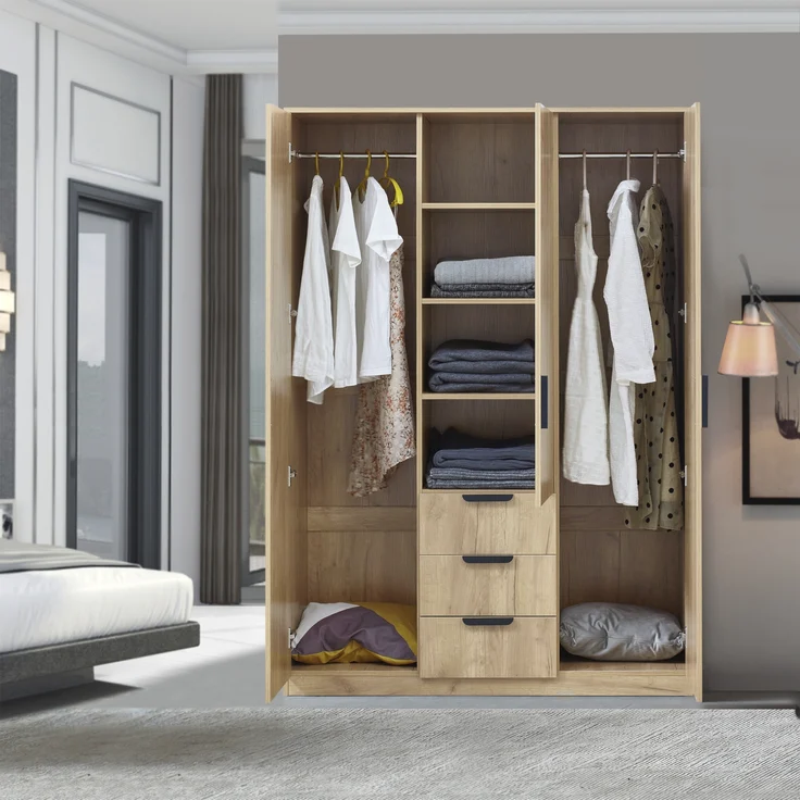 Kleiderschrank Eiselfing 176x120x52 cm 3 Schubladen [en. casa] – Bild 2