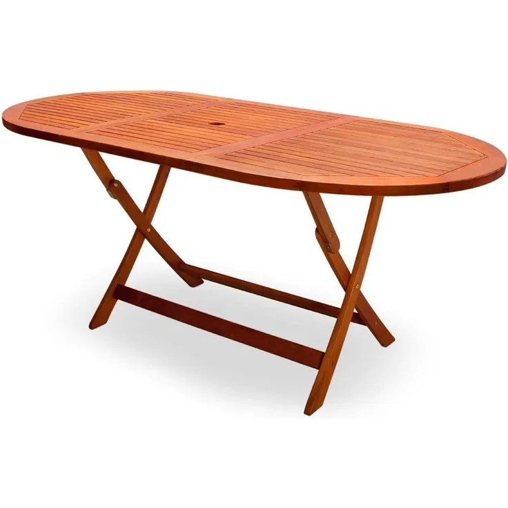 Casaria Gartentisch 'Alabama', klappbar, Akazienholz FSC-zertifiziert, rechteckig mit Schirmloch, 160 x 85 x 75 cm, braun