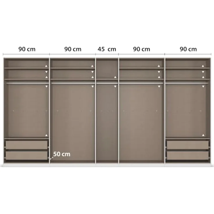 Rauch Möbel MYLORA, Kleiderschrank, Farbe Beige, Breite 405 cm | Schrank mit patentiertem Schnellmontagesystem, 9-türig, Zubehör Premium, für Schlafzimmer, Ankleidezimmer, Garderobe – Bild 9