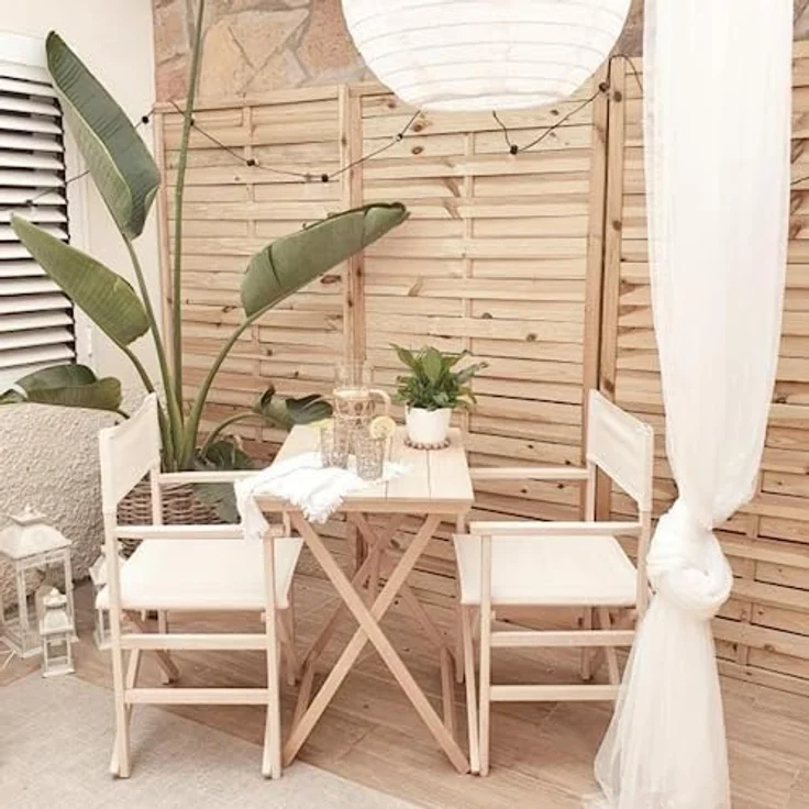 Aranaz Flexi-Tisch mit Lamellen, faltbar und tragbar, für den Außenbereich, ideal für Balkon, Garten, Terrasse, Camping, Patio, Picknick und Veranstaltungen, Mehrzweck, Holz, Lack, 50 x 70 x 76 cm – Bild 3