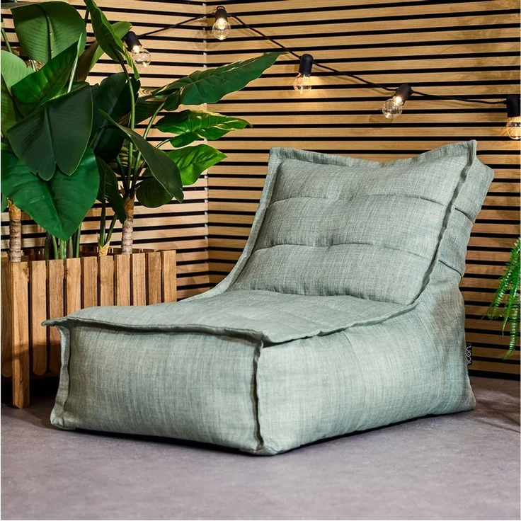 Icon Dolce Sitzsack-Liege für Erwachsene, Salbeigrün, Indoor Outdoor Sitzsack mit Füllung, Bean Bag, Wasserabweisender Stoff, Bequemer Sessel für Wohnzimmer, Lounge, Schlafzimmer, Garten – Bild 3