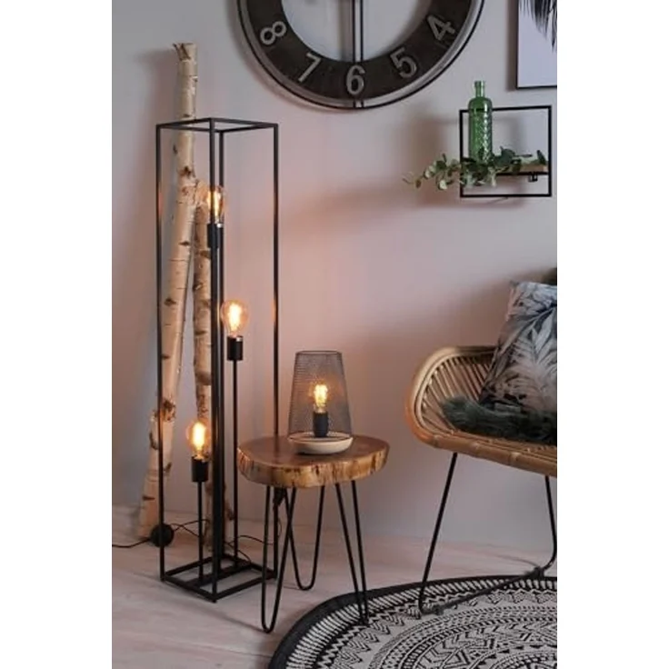 casa NOVA Stehlampe HAMPER, H 120 cm, Ein-/Ausschalter, ohne Leuchtmittel, Metall, schwarz, mit Fußschalter – Bild 2