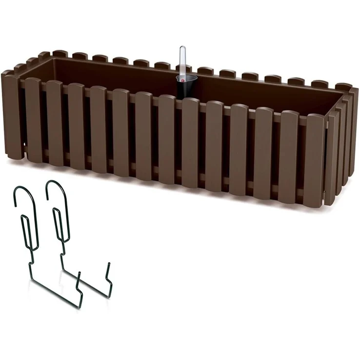 Prosperplast Blumenkasten Boardee Fencycase, Balkonkasten mit Aufhängung 58cm Weiß/Grau/Braun/Anthrazit