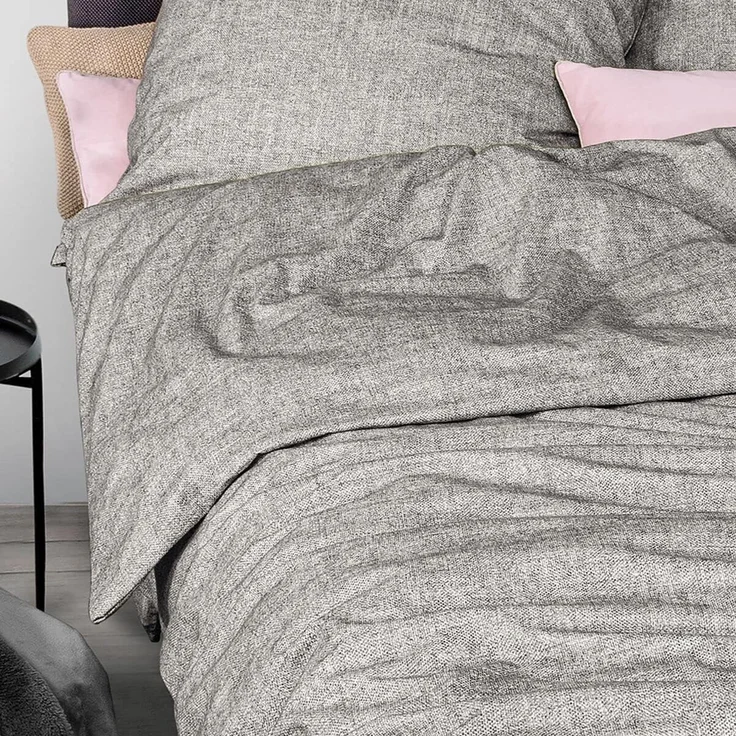 Irisette Mink Flausch Cotton Bettwäsche 155x220 uni Melange silber 8835-11 – Bild 5
