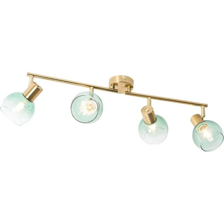 Qazqa LED Aufbaustrahler Vidro, ohne Leuchtmittel, E14, Grün, Art Deco, Stahl, 4-flammig – Bild 4