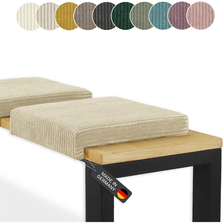 Lycce Bankauflage Klemmkissen mit Leiste - Cord, Polsterung, rutschfest Beige 8x40x38cm – Bild 10
