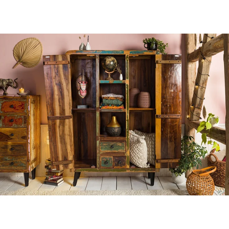 Highboard Altholz 115x40x170 mehrfarbig lackiert SIXTIES #108 – Bild 4