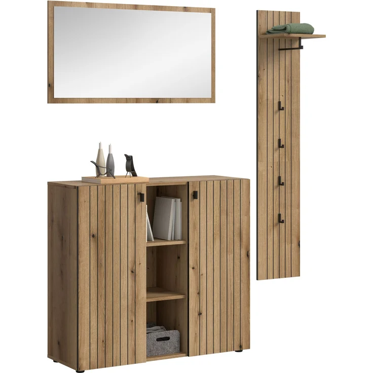 Garderobenkombination (B/H/T: 157x192x37 cm) in Evoke Oak Nachbildung – Bild 1