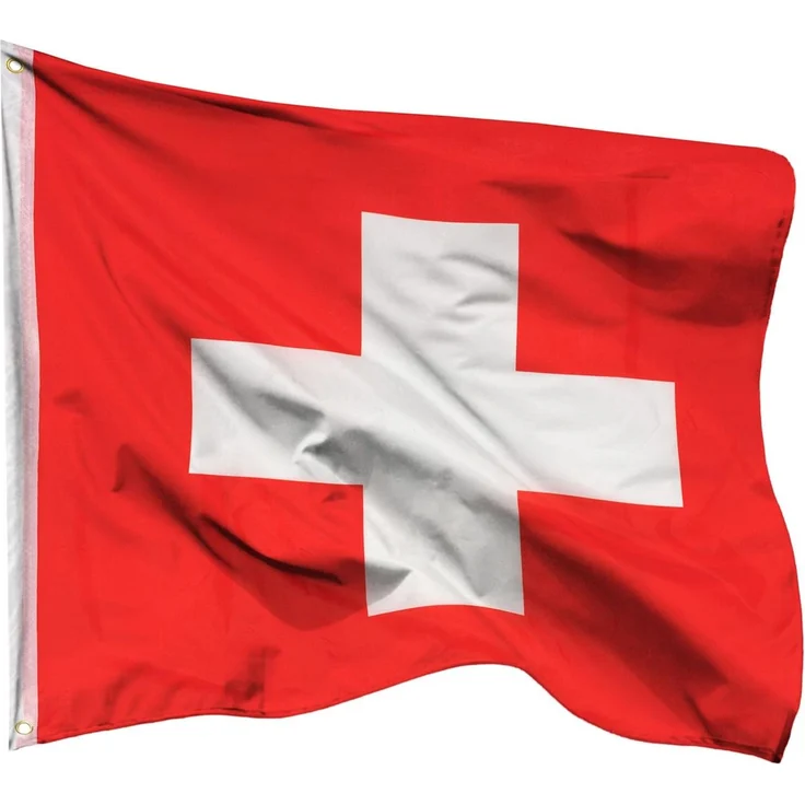 PHENO FLAGS Schweiz Flagge 90x90 cm – Wetterfeste Nationalflagge aus Polyester mit Doppelnaht & Metallösen