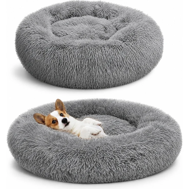 Hundebett Katzenbett 60 cm Durchmesser Haustierbett in Grau – Bild 2