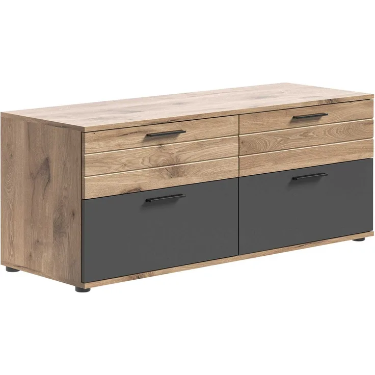 Lowboard Montery / Mason, Holzwerkstoff, Grau, Holzfarben, 130 x 53 x 47 cm