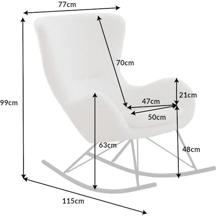 riess-ambiente Schaukelstuhl SCANDINAVIA SWING weiß / schwarz (Einzelartikel, 1 St), Wohnzimmer · Bouclé · Metall · Teddystoff · Schlafzimmer – Bild 3