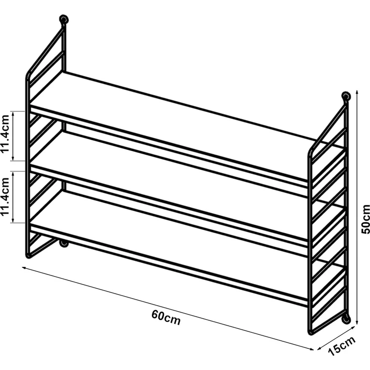 en.casa 'Strängnäs' Modulares Wandregal, 2 Stück, Stahl, Graublau, 50 x 60 x 15 cm – Bild 5