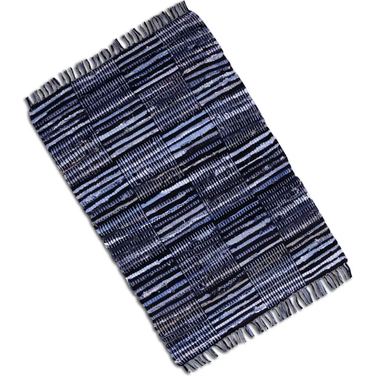 Teppich Läufer Matte Unterlage Vorleger Fußabtreter, breite Auswahl an modernen Fleckerl- und Baumwollteppichen (160x230cm / Jeans Check) – Bild 2