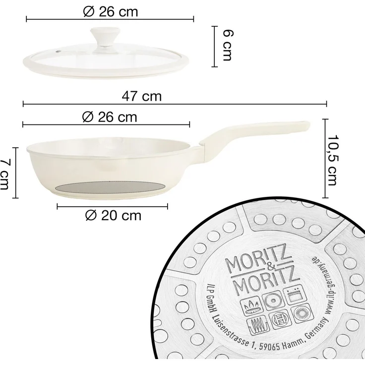Moritz & Moritz Multipfanne mit Deckel, Aluminium Creme, Ø 26 cm – Bild 2