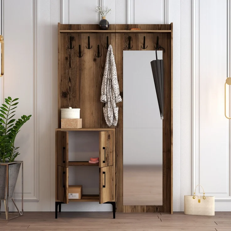 Skye Decor 'Berlin BC - Walnut' Garderobe, Walnuss, 120 x 200 x 35 cm – Bild 3