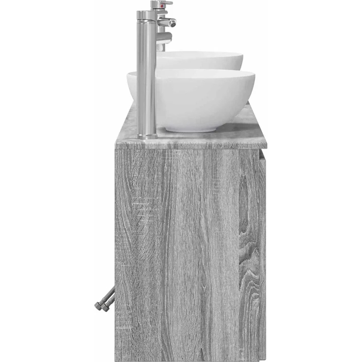 vidaXL Wandmontiertes Badezimmerschrank-Set 3 stk. Grau Sonoma 3405623 – Bild 7