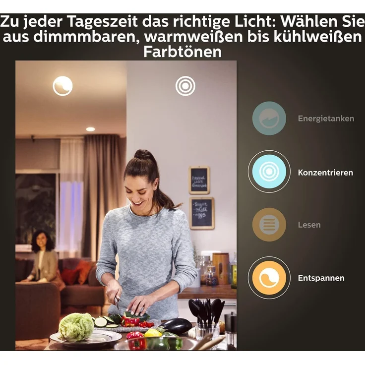 Philips Hue White & Color Ambiance Starter Set mit E27 Lampen 2-er Pack (1100), Smart Button + Hue Bridge, TESTSIEGER Stiftung Warentest (01/2024), 16 Mio. Farben per Sprache und App steuerbar – Bild 7