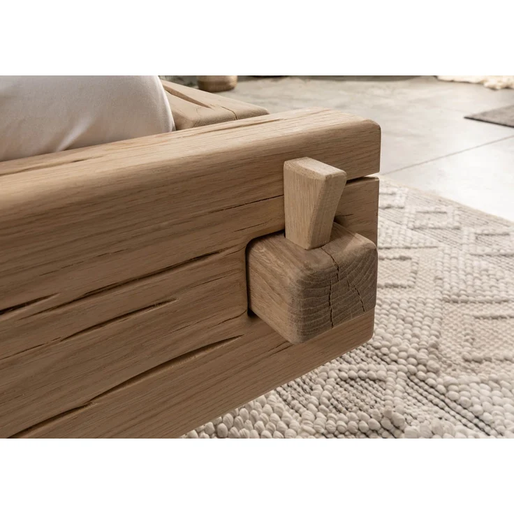 Balkenbett Eiche 160x200 natur geölt OAK HEART #02 – Bild 4
