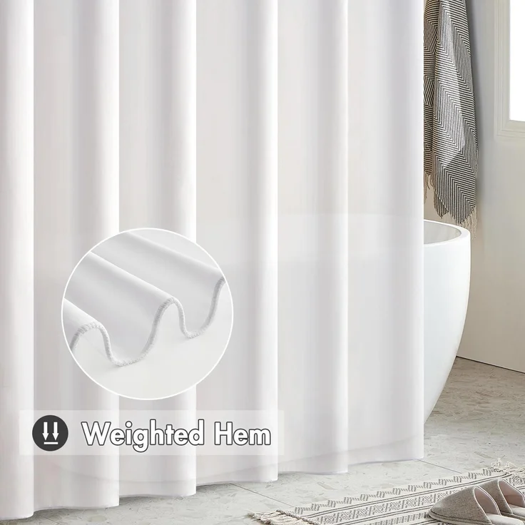 Duschvorhang 200x240cm Weiß Wasserdicht Badvorhang Anti-schimmel Textil Waschbar – Bild 5