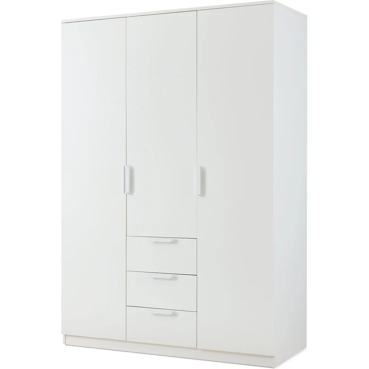 Kleiderschrank Eiselfing 176x120x52 cm 3 Schubladen Weiß [en. casa] – Bild 3