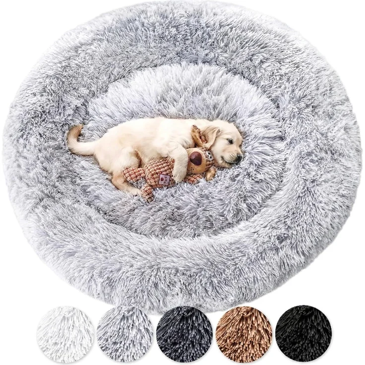 Wahre Tierliebe Hundebett Donut - Das Original - waschbar [M, 80cm, grau] Hundekissen, Hundekorb, Flauschiges Hundebett für große, mittelgroße & kleine Hunde – Bild 1
