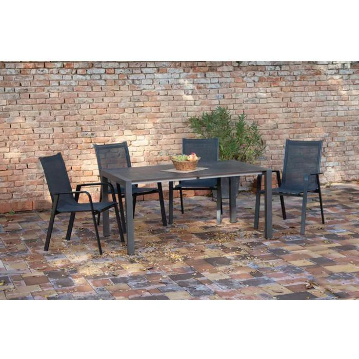 acamp extensio ausziehtisch 160+60 56669 + 4x urban stappelsessel 56860