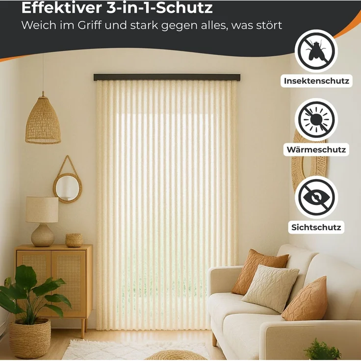 Flauschvorhang 56x185cm - 140x220cm Meliert Hellgrau und Weiß 56x185 cm – Bild 5