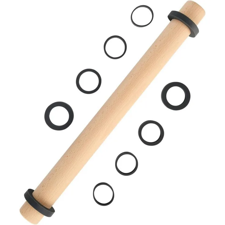 Nudelholz Buchenholz Teigroller Einstellbar Dicke Ringe Backzubehör Rolling Pin