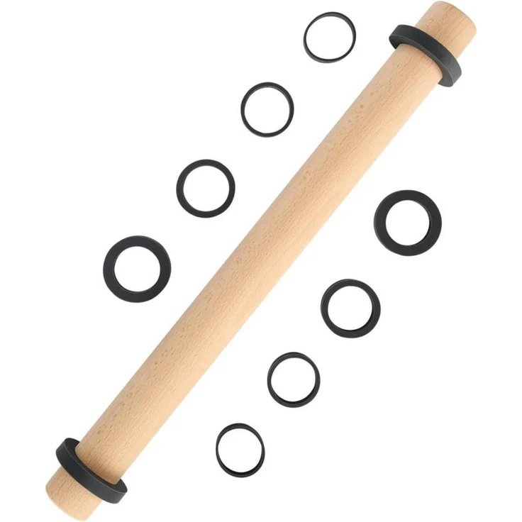 Nudelholz Buchenholz Teigroller Einstellbar Dicke Ringe Backzubehör Rolling Pin – Bild 1