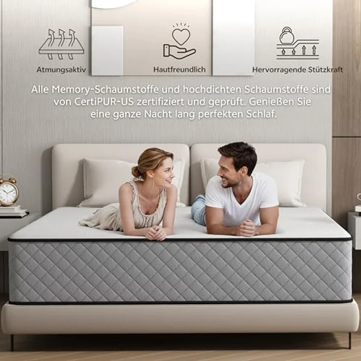 Matoresu Matratze 140x200 cm 7-Zone Härtegrad H3 Höhe/Öko-Tex Zertifiziert, 21 cm Taschenfederkernmatratze mit Memory Foam Bett Matratze 140 x 200 x 21 cm – Bild 6