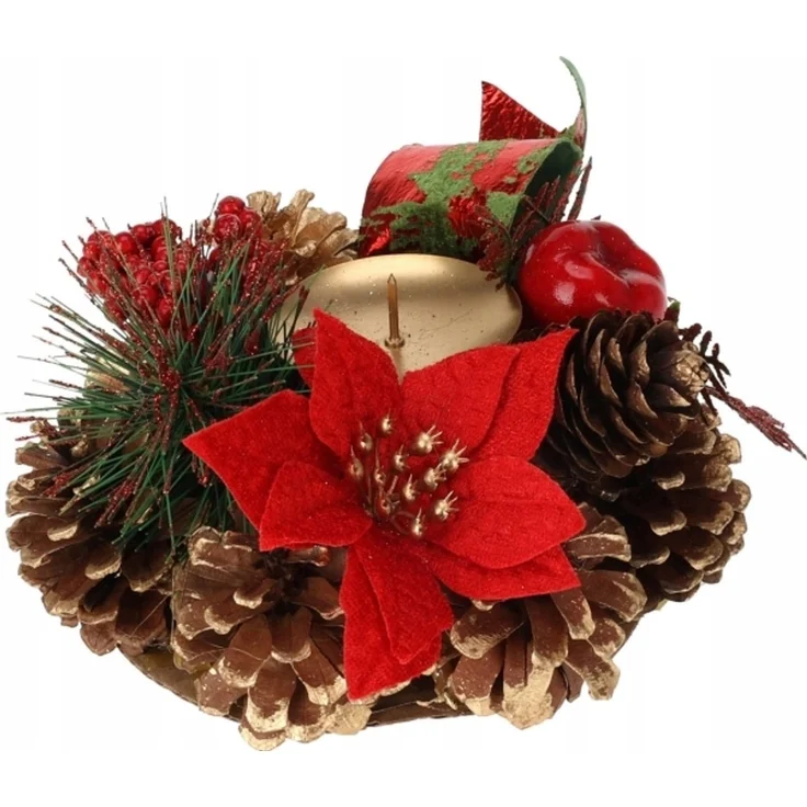 Home Styling Collection Kerzenhalter mit Zapfen Weihnachtsdeko 15 cm