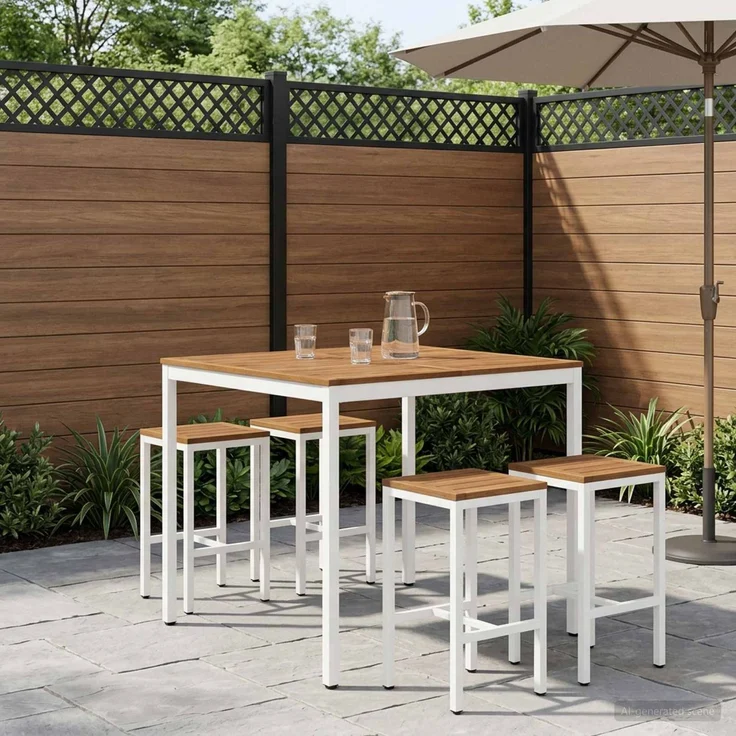 vidaXL Gartenbar-Tisch NAARDEN Natur und Weiß 110 x 108,5 x 105 cm 901344 – Bild 1
