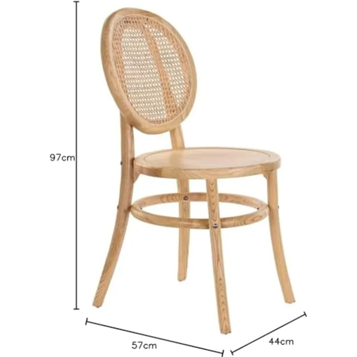 DKD Home Decor Esszimmerstuhl der Marke, braun, Rattan und Ulme (43 x 43 x 89 cm) – Bild 3