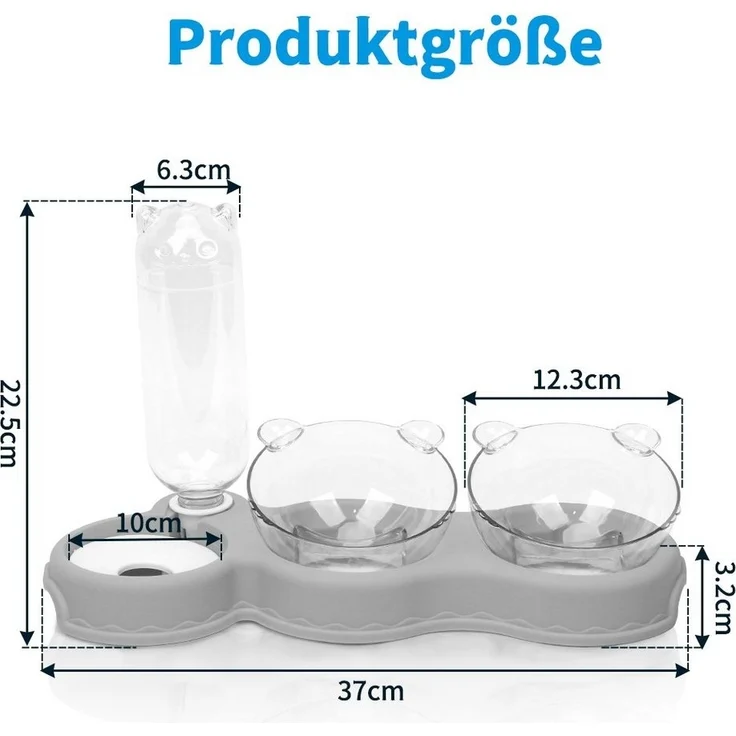 OSTWOLKE Futternapf Katzennapf 15° Kippbare Fressnapf 3 in 1 Katzen Napfset Futterstation, Kunststoff, für Katzen und Kleine Hunde – Bild 2