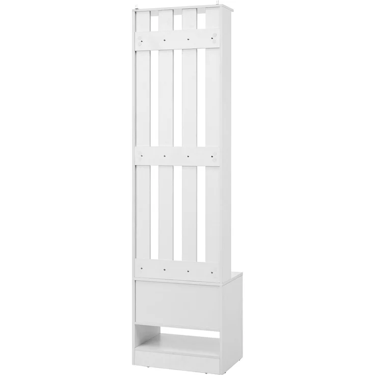 Schuhschrank mit Sitzfläche und Stauraum, multifunktionaler Schrank, Kleiderschrank Garderobenschrank Dielenschrank mit Türen und schwarzem Griff – Bild 8